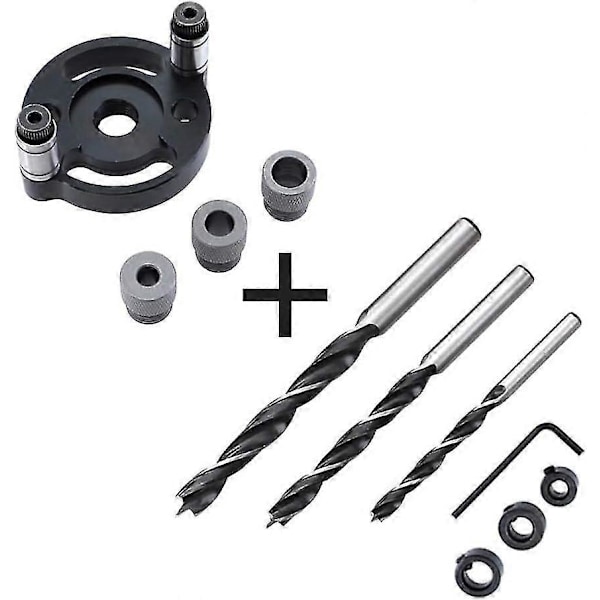 Vertikalt Självcentrerande Dowel Jig Kit, Dowel Borrguide, 2.75\" Aluminiumlegering 3-Håls Borrguide