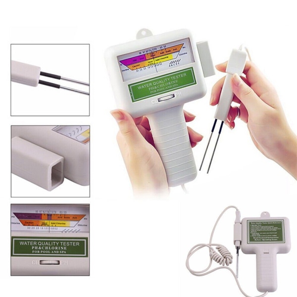 /#/Badtermometer Elektronisk vattentestare för klor och pH-värde pool/#/