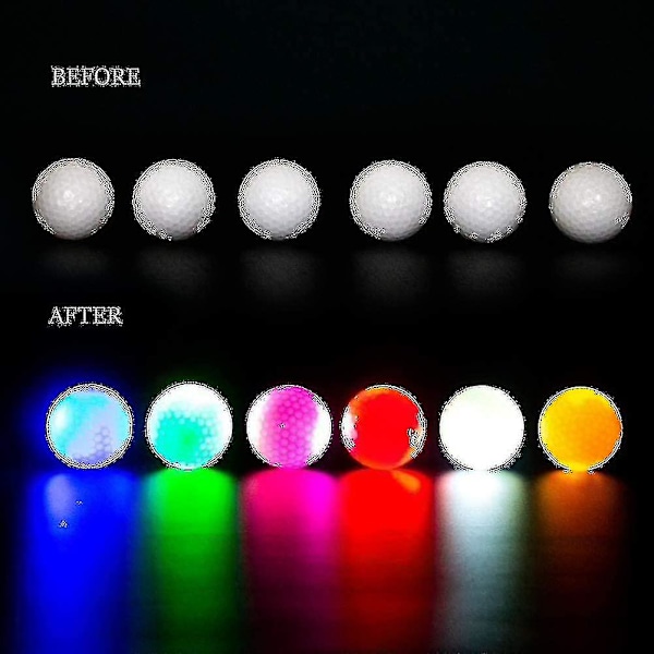 6 st LED Glow Golfbollar, Blinkande Lysande Golfboll, Nattglöd-yezi