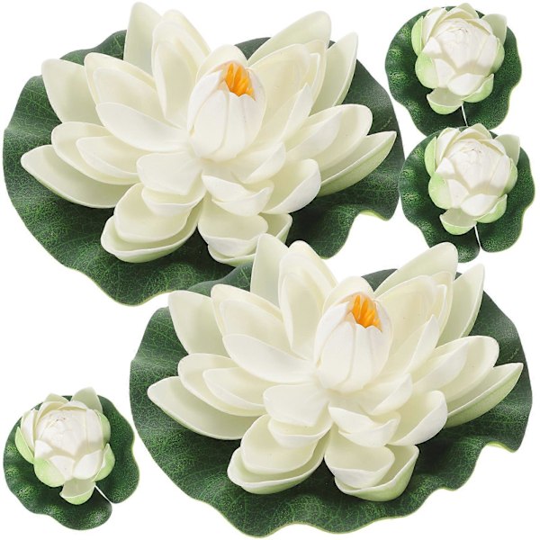 5 stk. Moderne og kreative kunstige damplanter Lotus Liljer (Hvid)