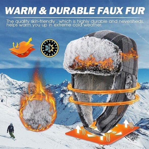 #(Röd) Herrar Faux Fur Catcher Hat#