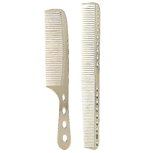 Hårkamme i rustfrit stål Salon Anti-statisk Styling Kam Frisørværktøj (Luksusguld)