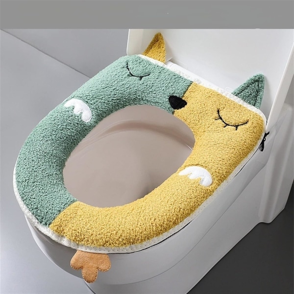 /#/(Yellow with Green) Toilet Seat Cushion for Four Seasons/#/