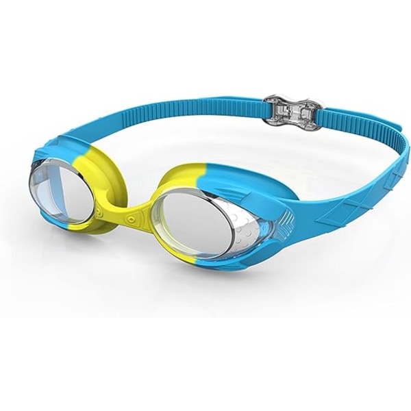 Kids swimming goggles in blue and yellow - for boys and girls ag