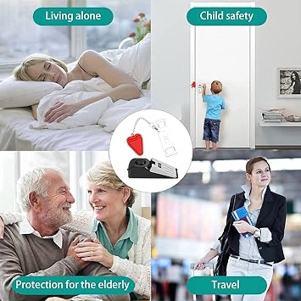Uppgraderad Bärbar Dörrlås & Dörrstopp Alarm, Dubbelt Skydd S
