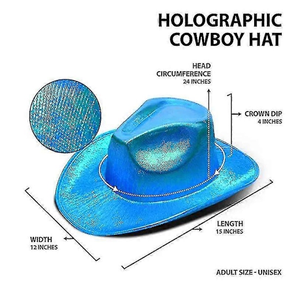 Glitrende Glitter Space Cowboy Hat Hvid
