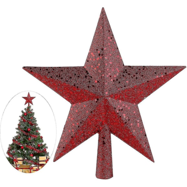 Julgranstoppar Topp för julgran Stjärna Treetop Treasures Röd gnistrande julgranstopper dekoration