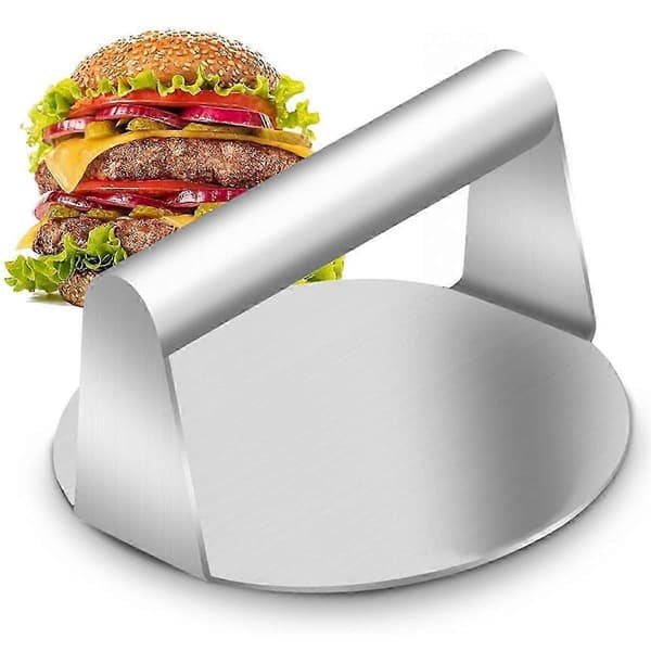 Hamburgerpresse i rustfrit stål til knusning af bøffer, rund kødbøfform