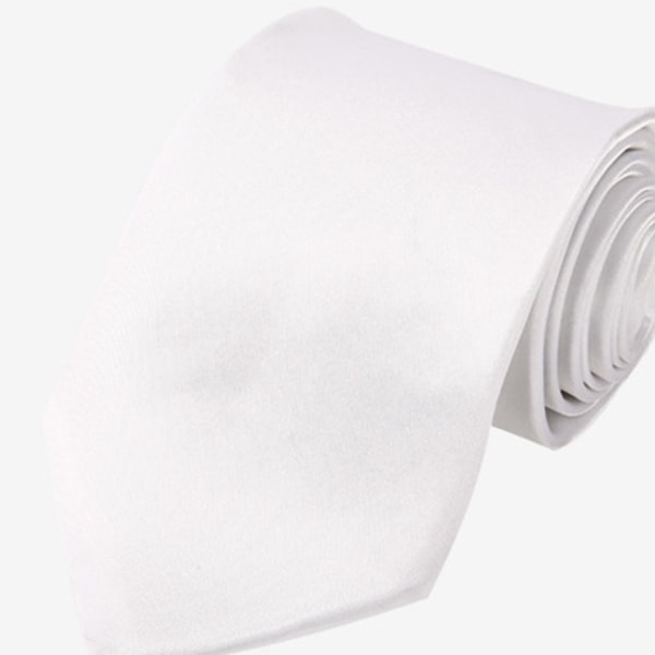 #Klassisk slips för män, vit, 8 cm#