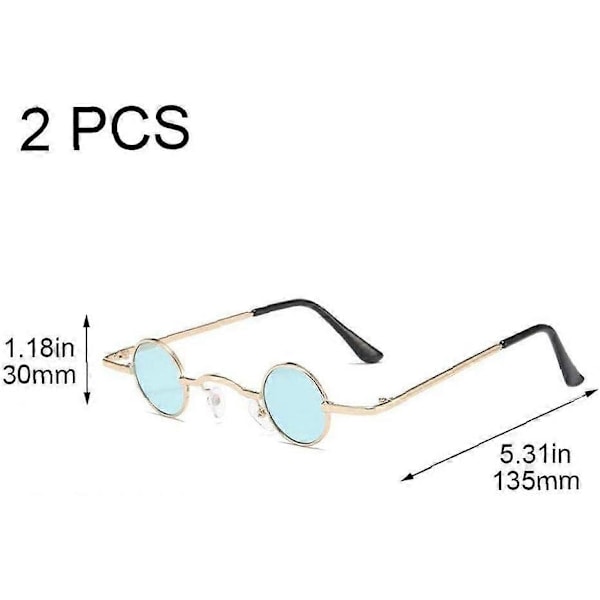 2 st Glasögon Ovanliga Solglasögon med Extremt Små Linser Unisex