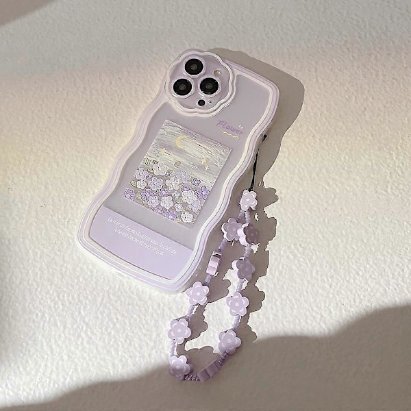 Kompatibel med iPhone 15promax Cover med Sødt Lilla Blomster Mønster Design Æstetisk Kvinder Teen Piger Blomster Linse Beskyttelses Cover