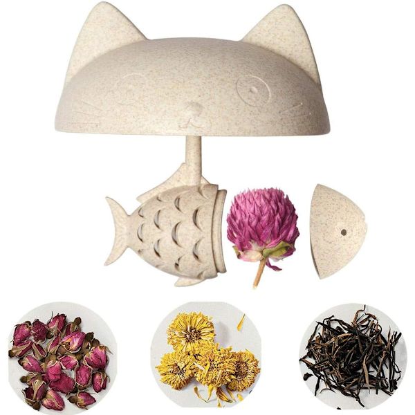Mister Le Chat - Katteformet Glas Te Kop med Fisk Formet Te Infuser
