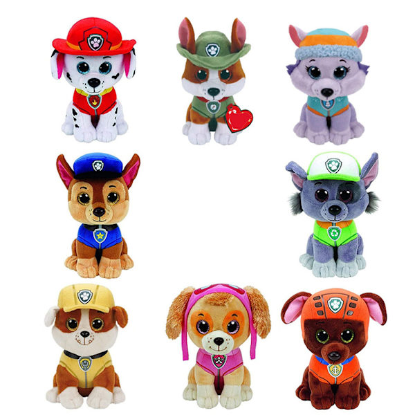 En grå Paw Patrol bamse på 15 cm - blød og af høj kvalitet til de populære