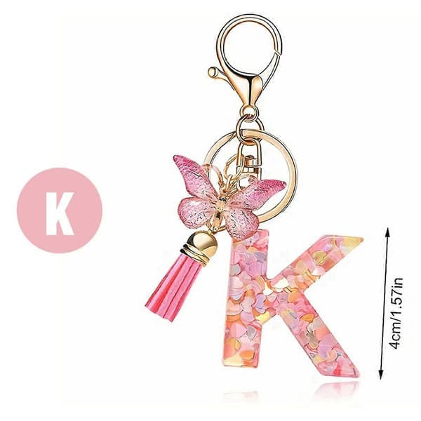 J Type Mode Pink Bogstav Nøgle Krystal Epoxy Dame Vedhæng
