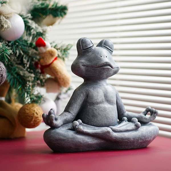 /#/13*5.5*9.5cm Mediterende Yoga Frø Statue - Zen Have Frø F/#/