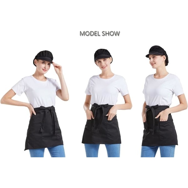 3 Pak Mesh Kokkehatte - Sort, Unisex Køkkenhatte med Mesh, W
