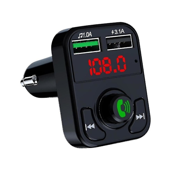 Dobbel USB Biladapter Trådløst Bluetooth Kit Qc3.1 Hurtiglader Håndsfritt FM-sender