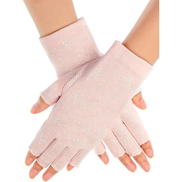 Solskyddshandskar för kvinnor, fingerlösa, halkfria, sommarhandskar, UV-skydd