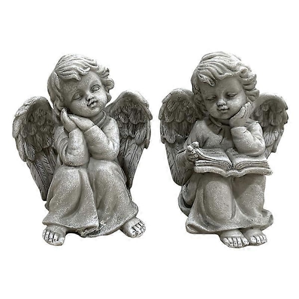 Ängel Trädgårdsfigur Utomhus Trädgårdsstaty, Bedjande Ängel i Resin