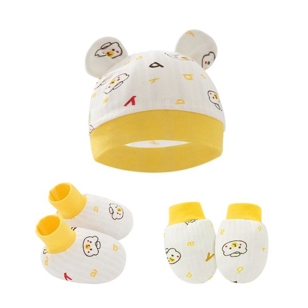 Baby Anti-skrapa bomullshandskar Hatt Cover Set Strumpor Cap Kit Tillbehör för nyfödda baby Pojkar Baby Shower
