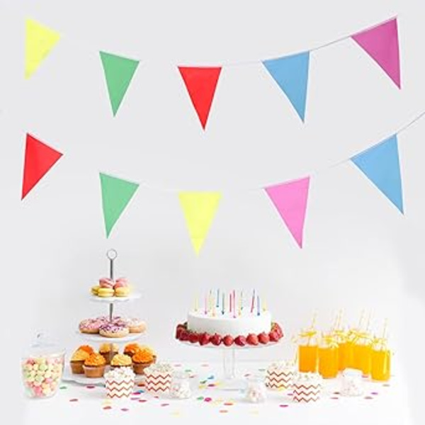 Bunting Banner, 50m Multifarvet Nylon Flagbanner til Indendørs