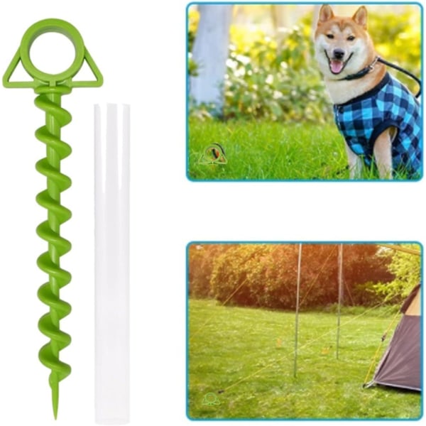 4 Stykker Plast Teltplugger, Campingplugger, Teltplugg med 4 Stk Plast Rørplugg, Telttilbehør, Brukes til Plen Strand Camping (Grønn)