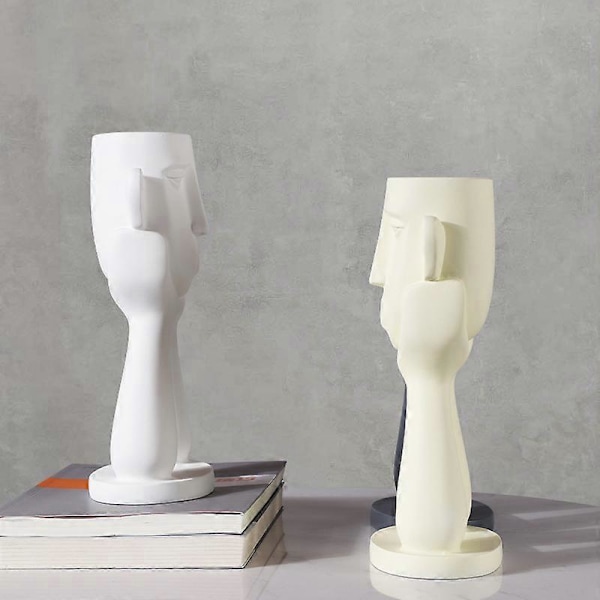 Sukulent Växtkrukor Huvud Byst Skulptur Staty Vas Resin Figurin