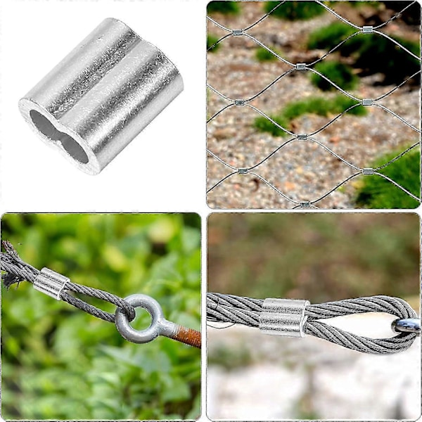 100 st Aluminiumhylsor, Vajer Aluminiumhylsor, Aluminium Krympklämma med Dubbla Hylsor för Vajrar (1,5 mm)