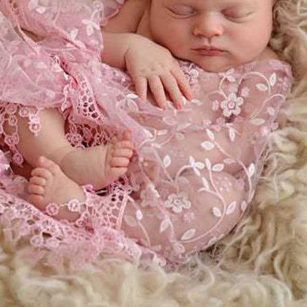 Baby 3 st Beige+Rosa Baby Fluffy Filt+Newborn Wr