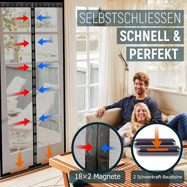 #Magnetisk fluenet til balkondør - 90x210cm#