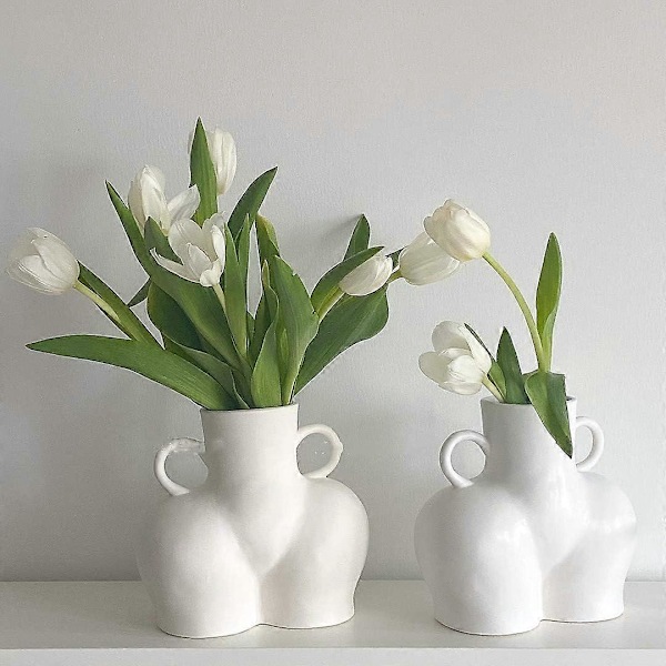 Kvinnlig Kroppsform Konst Vas, Butt Blomma Keramisk Vas för Hemmakontor