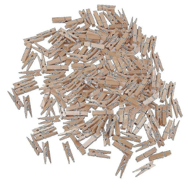 200 st Trä Klädnypor Bröllop Hantverk Konst Foto Notis Mini Klämmor 25*3mm