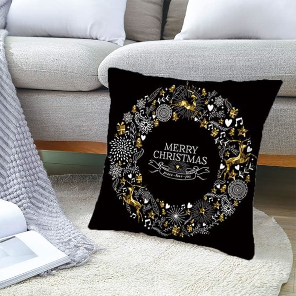 #4 STK Christmas Black Pudebetræk - 45*45cm, Snowflake Pillow Co#