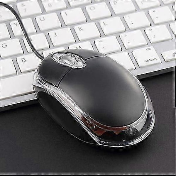 USB Sort Kablet Optisk Lys Scroll Hjul Mus til Computer PC Laptop