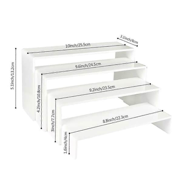4 Stk. Akryl Display Riser Smykke Display Hylde Riser til Dukke Ringe
