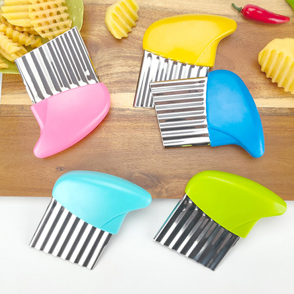 5 stk Kartoffelskræller Rustfrit Stål Bølgeformet Blad Chips Cutter Crin