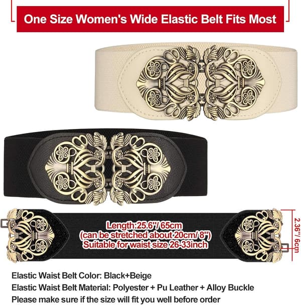 Dame Elastisk Bredt Bælte 2 Dele Retro Elastisk Bælte