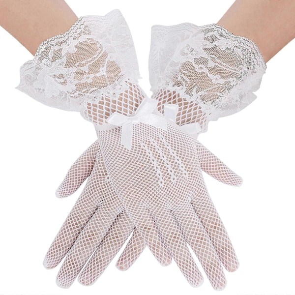 Blomstrede blondehandsker Vintage Operahandsker Dame Klassiske Bryllupshandsker (1 stk) yu