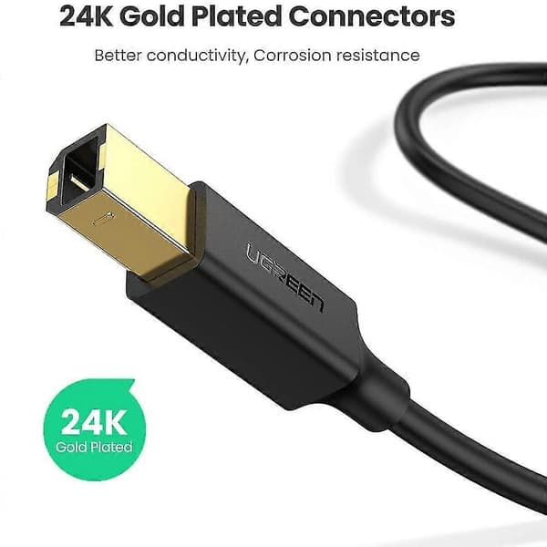 UGREEN 1m Højhastigheds USB 2.0 Printerkabel til HP Canon Epson USB Type B Han til A Han Kabel