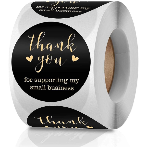 Tack-klistermärken Etiketter Sigill Tack för att du stödjer Mina småföretagsklistermärken Roll,guld Folieteckensnitt Svart Tack
