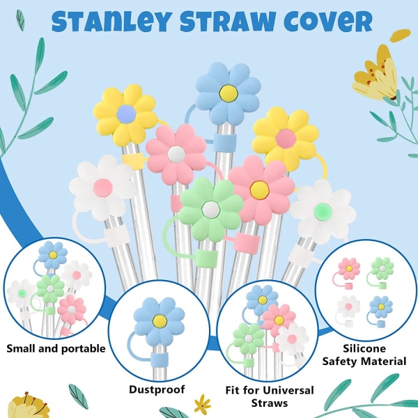 #8 stk, Universal Strawhette for Blomster (Diverse Farger), Søt Strawhette#
