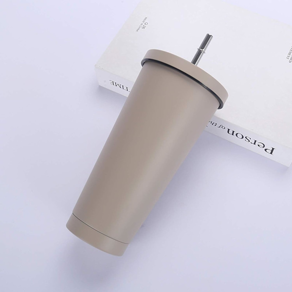 *500ml/17oz Rostfritt Stål Resmugg med Sugrör Lock, Vakuum Isolerad Resmugg för Varma och Kalla Drycker*