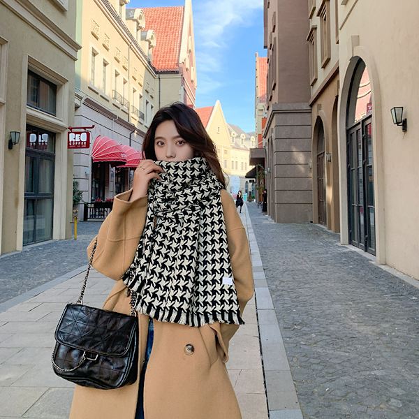 #Varm rutig sjal imitation kashmir 55*190cm#