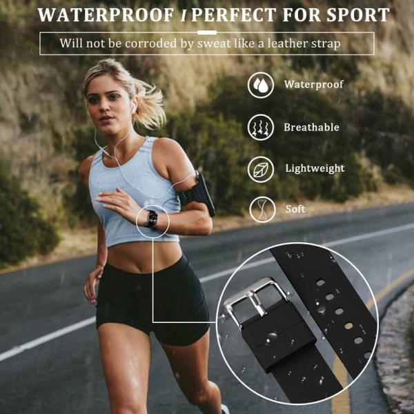 20mm Smartwatch Rem - 2 stk. Silikon Hurtigudløsningsremme, Repla