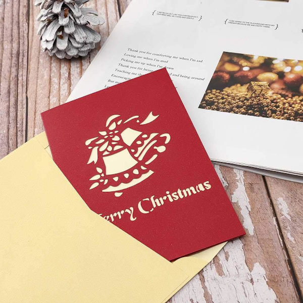 *2 3D Julekort Vises Juleklokker Juletre Hilsen*