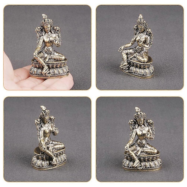 Buddha Statue Retro Grønn Tara Buddha Dekorasjon Skrivebord Samleobjekt Buddha Figur