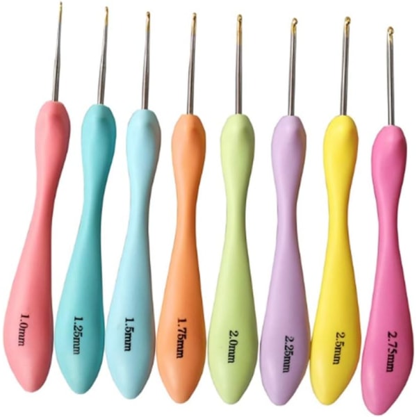 8 Pieces Aluminum Crochet Hooks Knitting Tools and Ergonomic Sof