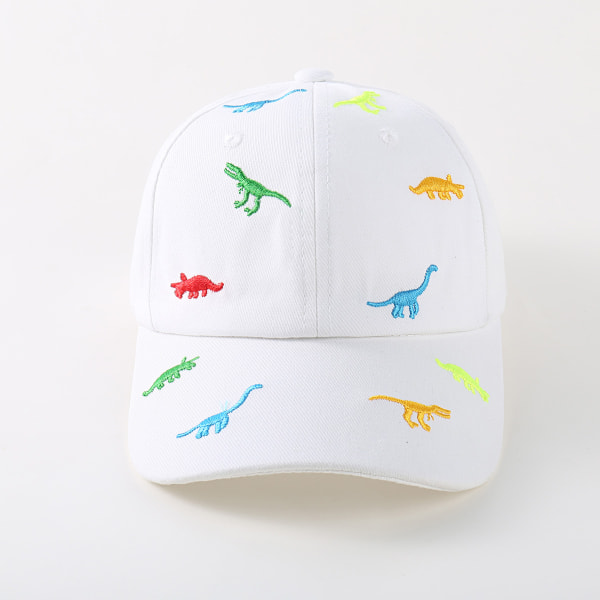 Valkoinen lasten aurinkolippis Dinosaur Baseball Cap kesä säädettävissä