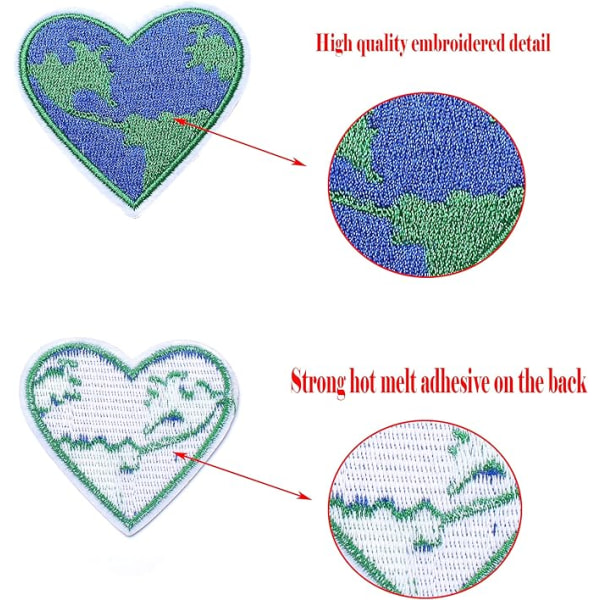 Hjärtlappar (förpackning om 5, blå), broderade påstryknings-/sydda pat