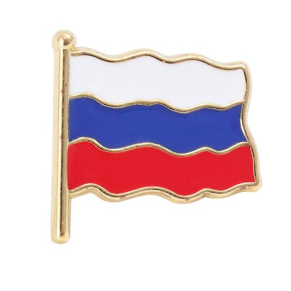 Nationalflag-formet Broche Mode Brystnåle Metal Kreativt Tøj Badge Hvid og Rød og Blå (Rusland)